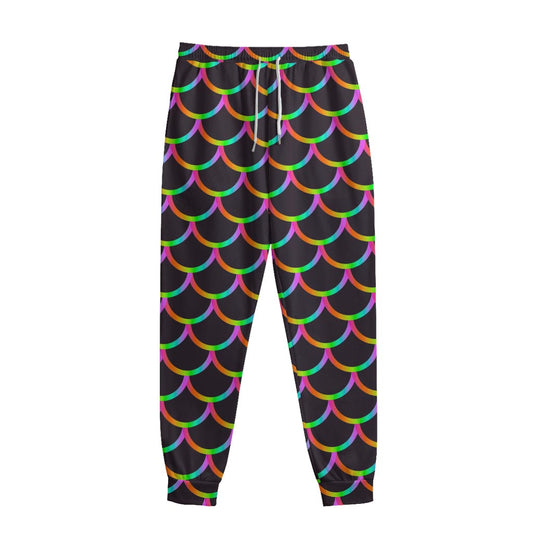Black Mermaid Scales Pattern Print Sweatpants