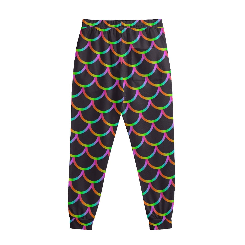 Black Mermaid Scales Pattern Print Sweatpants