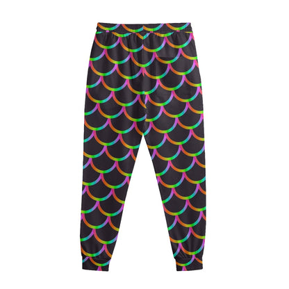 Black Mermaid Scales Pattern Print Sweatpants