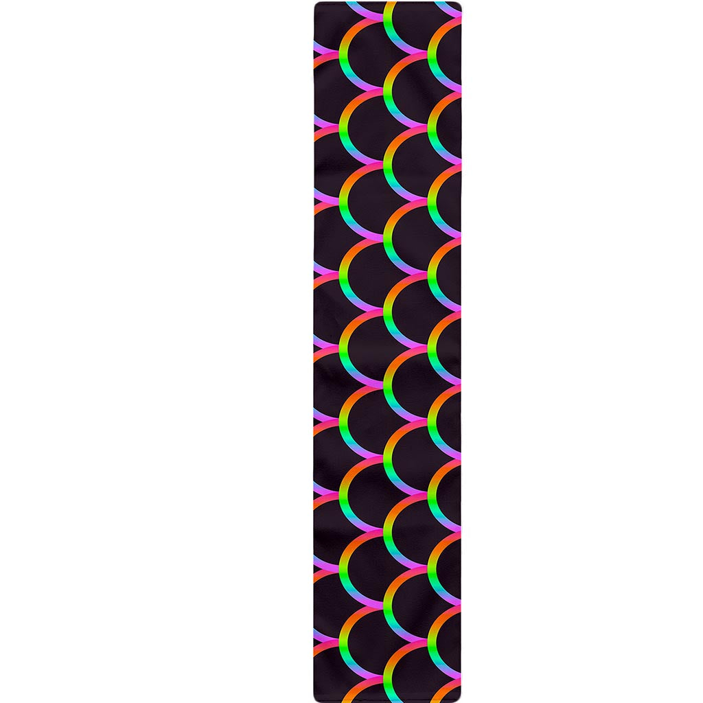 Black Mermaid Scales Pattern Print Table Runner
