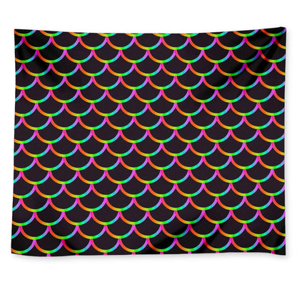 Black Mermaid Scales Pattern Print Tapestry