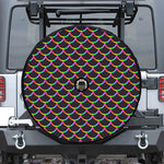 Black Mermaid Scales Pattern Print Tire Cover With Camera Hole