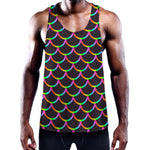 Black Mermaid Scales Pattern Print Training Tank Top