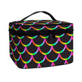 Black Mermaid Scales Pattern Print Travel Makeup Bag