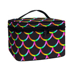 Black Mermaid Scales Pattern Print Travel Makeup Bag