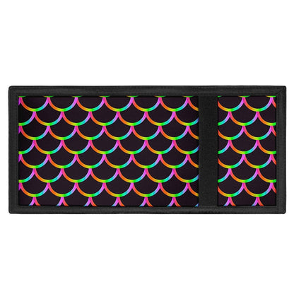Black Mermaid Scales Pattern Print Trifold Wallet