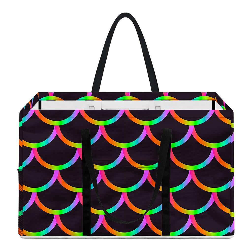 Black Mermaid Scales Pattern Print Utility Tote Bag