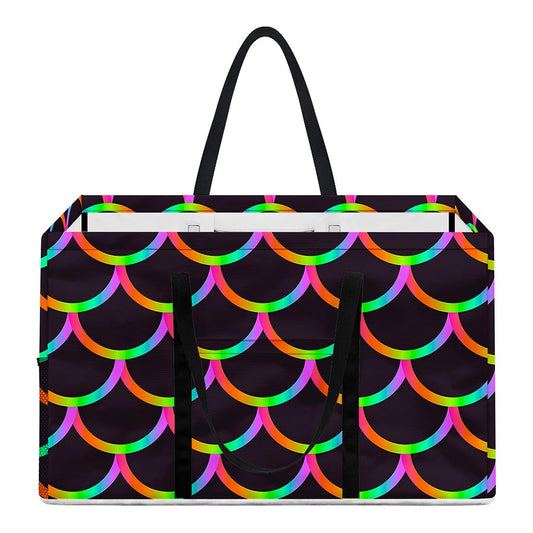 Black Mermaid Scales Pattern Print Utility Tote Bag