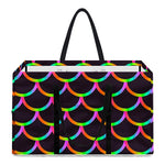 Black Mermaid Scales Pattern Print Utility Tote Bag
