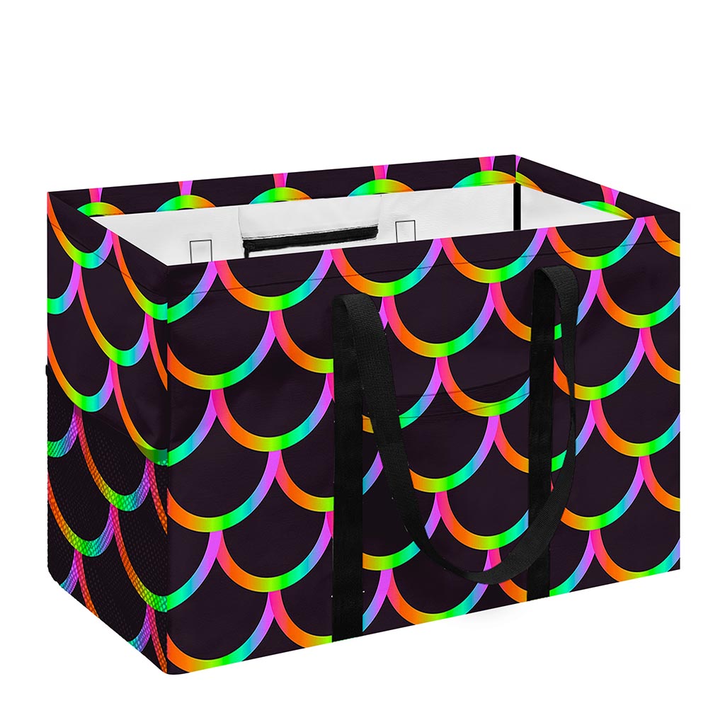 Black Mermaid Scales Pattern Print Utility Tote Bag