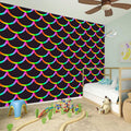 Black Mermaid Scales Pattern Print Wall Sticker