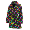 Black Mermaid Scales Pattern Print Women's Bathrobe