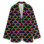 Black Mermaid Scales Pattern Print Women's Blazer