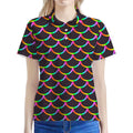 Black Mermaid Scales Pattern Print Women's Polo Shirt
