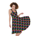 Black Mermaid Scales Pattern Print Sleeveless Knee Length Dress