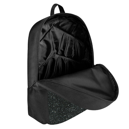 Black (NOT Real) Glitter Print 17 Inch Backpack