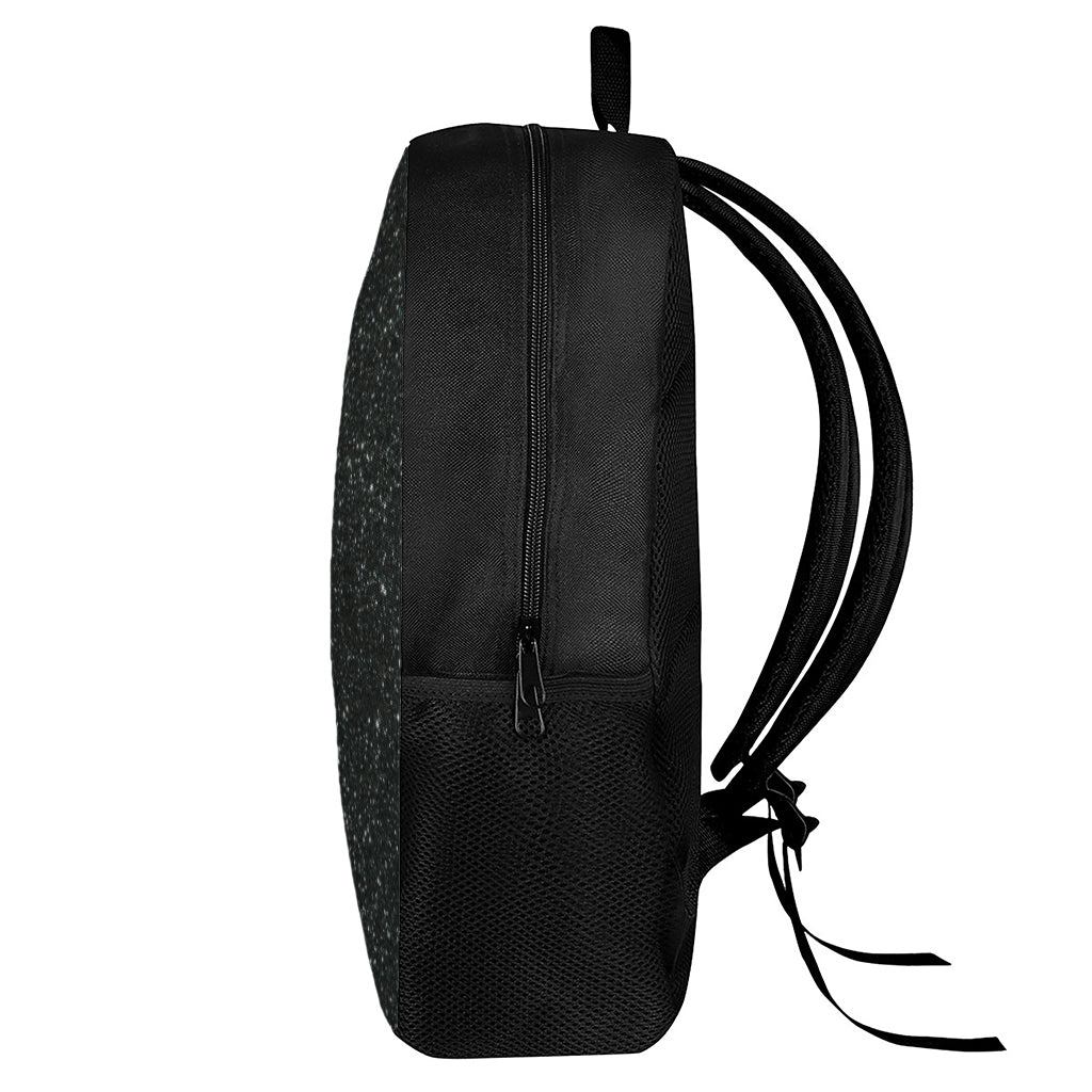 Black (NOT Real) Glitter Print 17 Inch Backpack