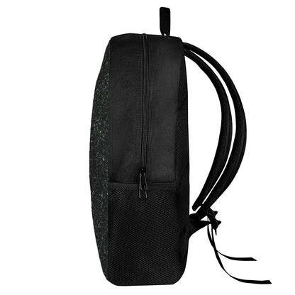 Black (NOT Real) Glitter Print 17 Inch Backpack