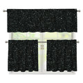 Black (NOT Real) Glitter Print 3 Piece Kitchen Curtains
