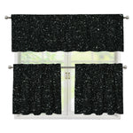 Black (NOT Real) Glitter Print 3 Piece Kitchen Curtains