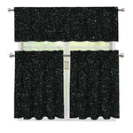 Black (NOT Real) Glitter Print 3 Piece Kitchen Curtains
