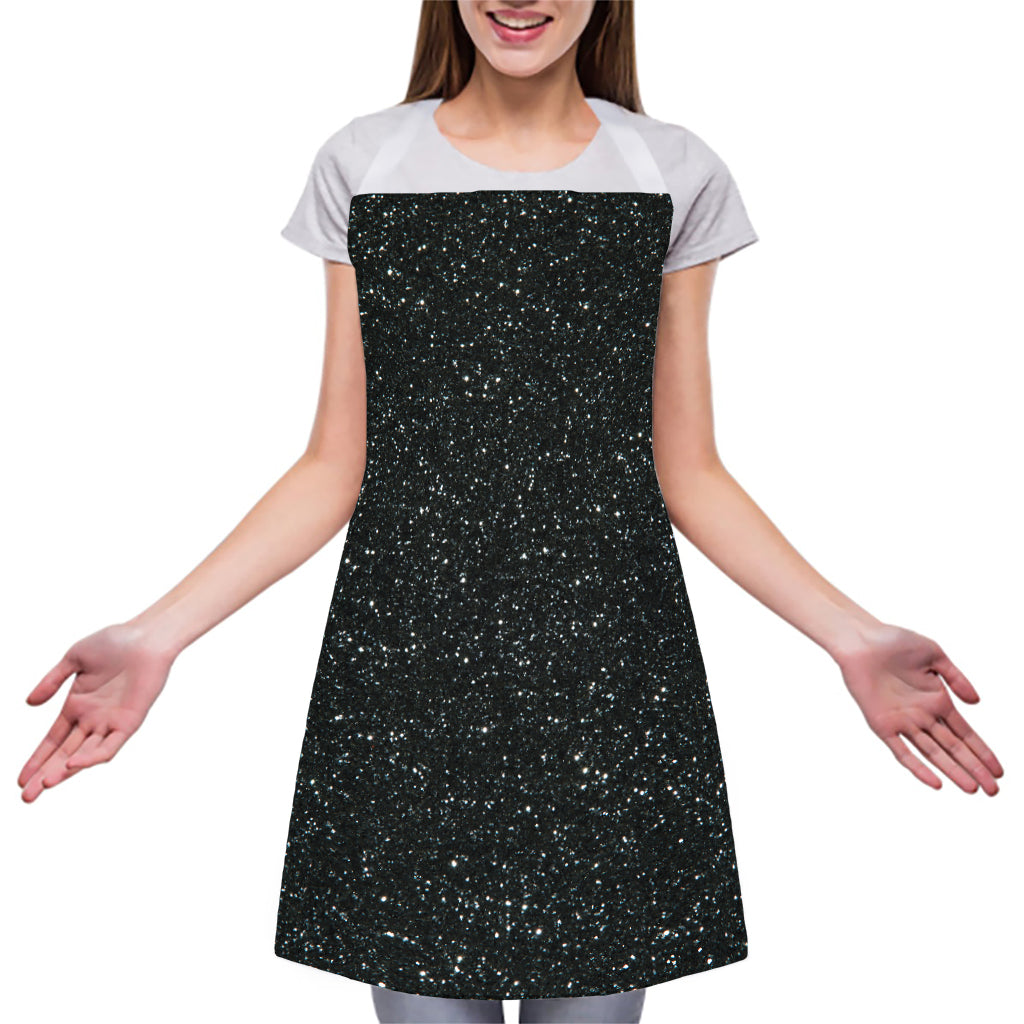Black (NOT Real) Glitter Print Adjustable Apron