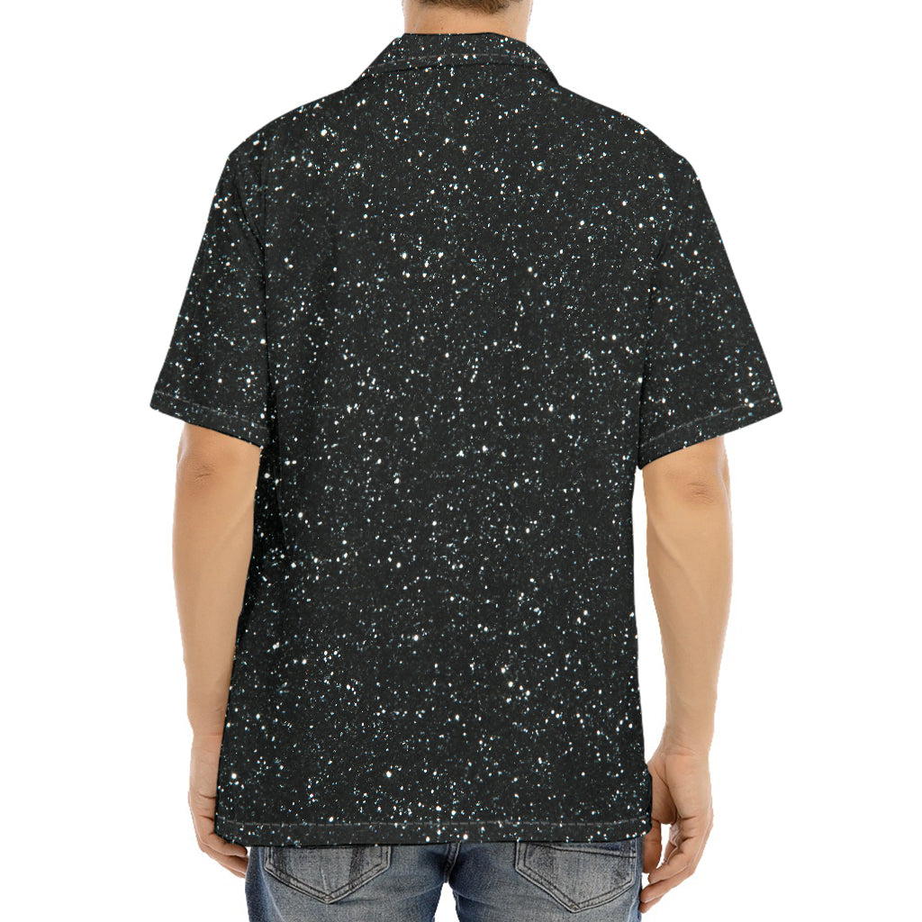 Black (NOT Real) Glitter Print Aloha Shirt