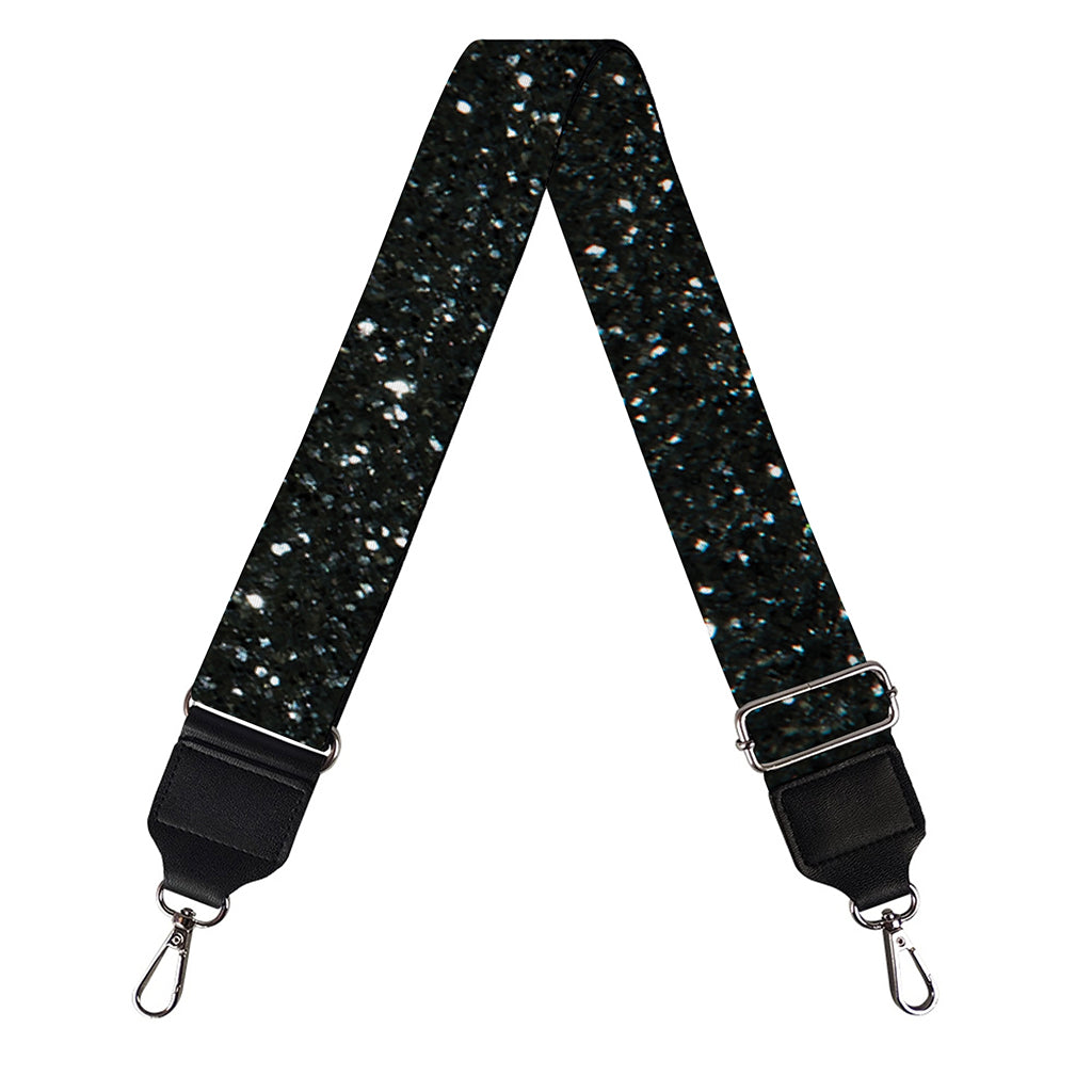 Black (NOT Real) Glitter Print Bag Strap