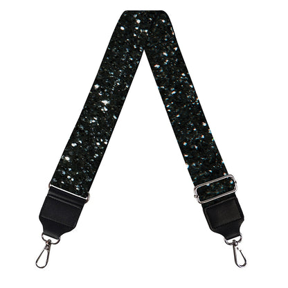 Black (NOT Real) Glitter Print Bag Strap