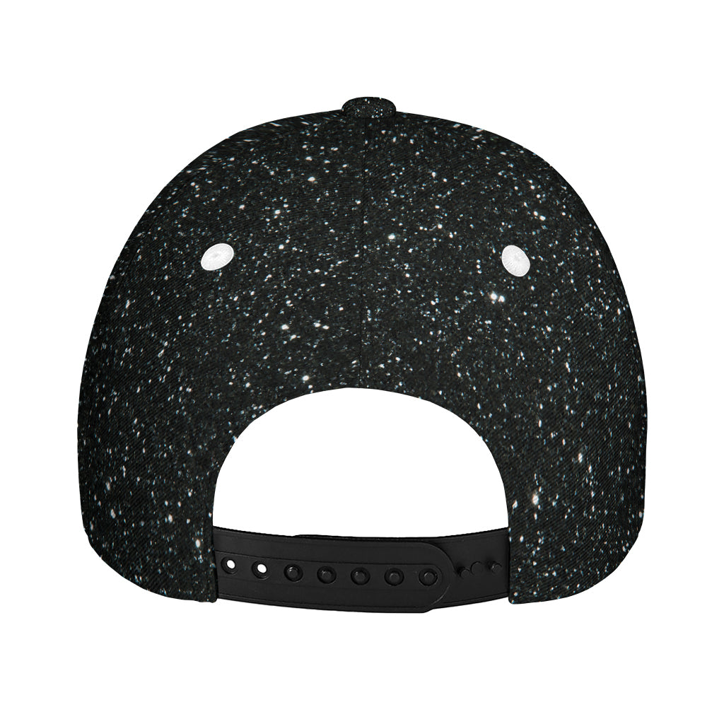 Black (NOT Real) Glitter Print Baseball Cap