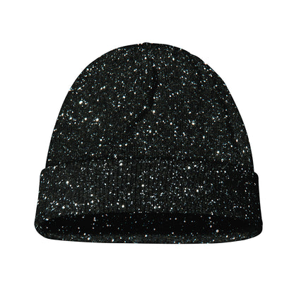 Black (NOT Real) Glitter Print Beanie