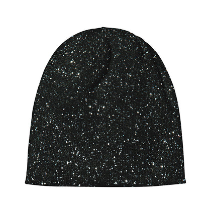 Black (NOT Real) Glitter Print Beanie