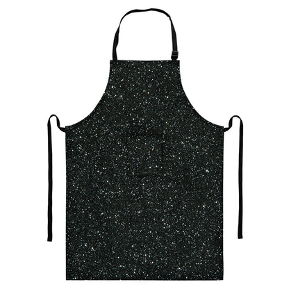 Black (NOT Real) Glitter Print Bib Apron With Pocket