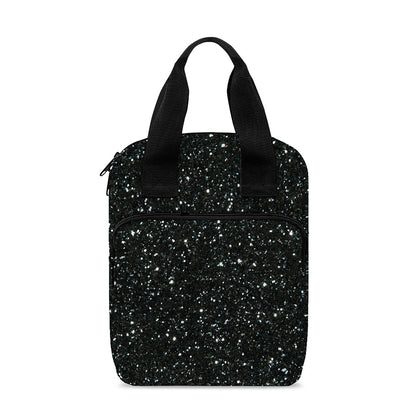 Black (NOT Real) Glitter Print Bible Tote Bag