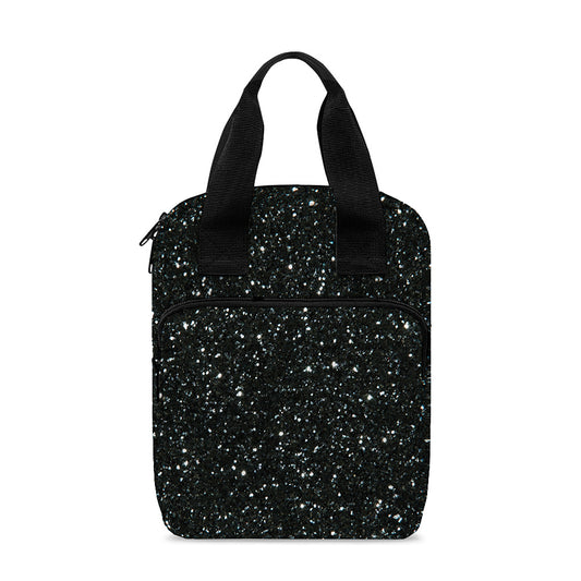 Black (NOT Real) Glitter Print Bible Tote Bag