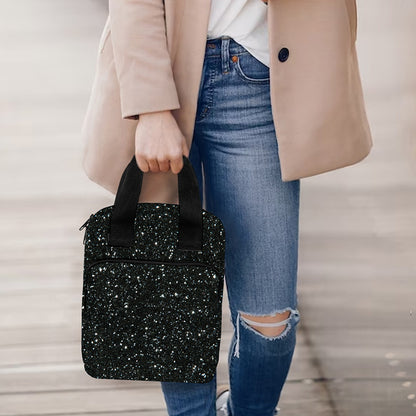 Black (NOT Real) Glitter Print Bible Tote Bag