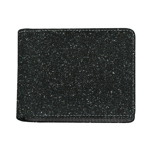 Black (NOT Real) Glitter Print Bifold Wallet