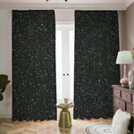 Black (NOT Real) Glitter Print Blackout Pencil Pleat Curtains