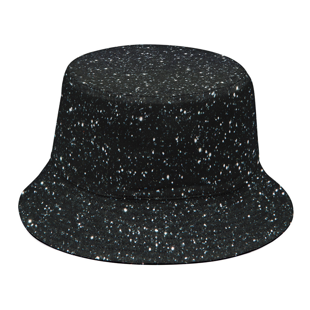 Black (NOT Real) Glitter Print Bucket Hat