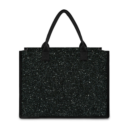Black (NOT Real) Glitter Print Canvas Tote Bag