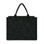 Black (NOT Real) Glitter Print Canvas Tote Bag