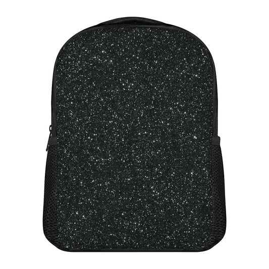 Black (NOT Real) Glitter Print Casual Backpack