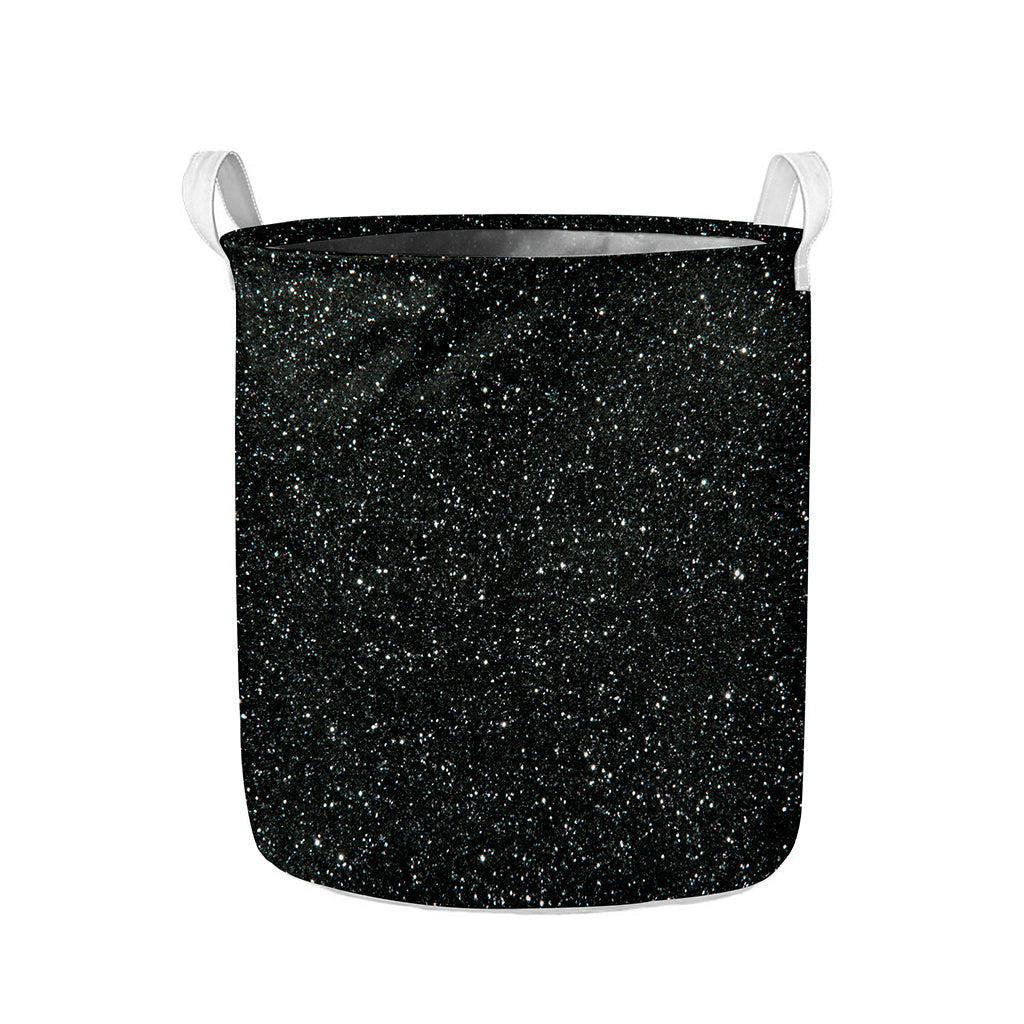 Black (NOT Real) Glitter Print Collapsible Laundry Basket