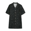Black (NOT Real) Glitter Print Cotton Hawaiian Shirt
