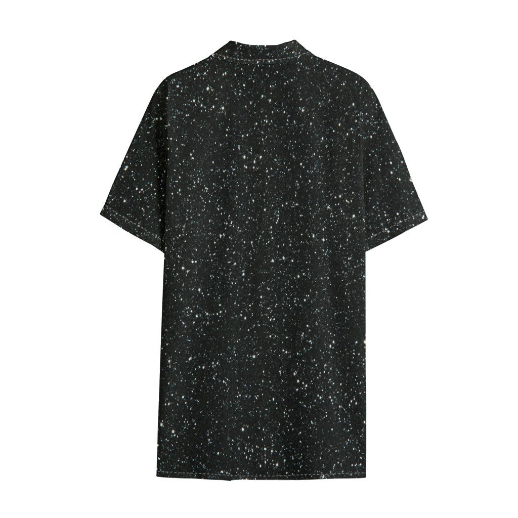 Black (NOT Real) Glitter Print Cotton Hawaiian Shirt