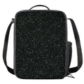 Black (NOT Real) Glitter Print Crossbody Lunch Bag