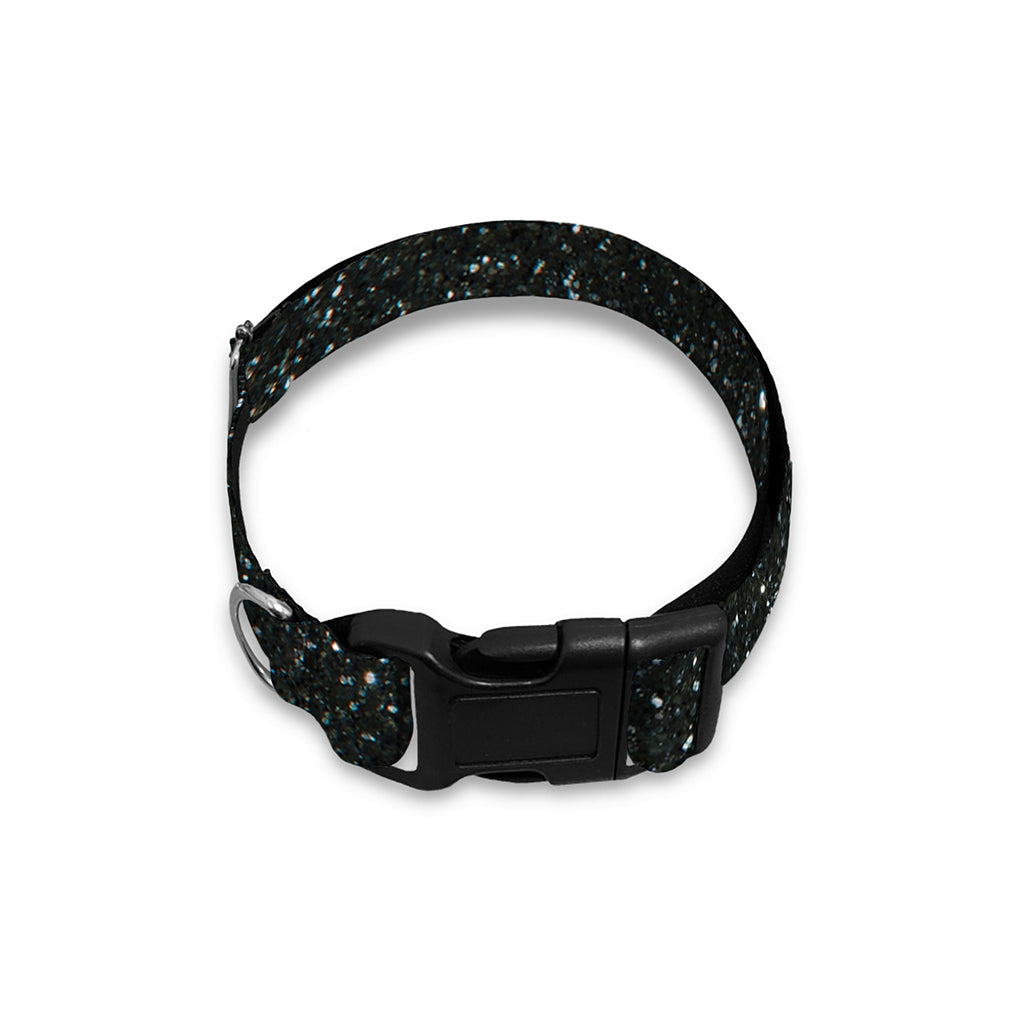Black (NOT Real) Glitter Print Dog Collar