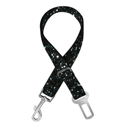 Black (NOT Real) Glitter Print Dog Seat Belt