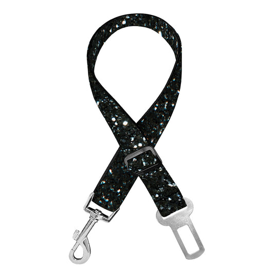Black (NOT Real) Glitter Print Dog Seat Belt
