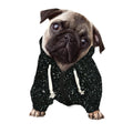 Black (NOT Real) Glitter Print Dog Zip Up Hoodie